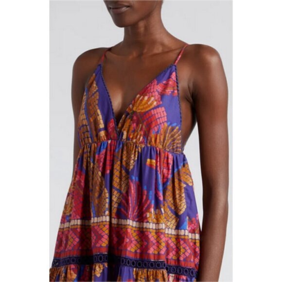 💕FARM RIO💕 Blue Forest Mosaic Sleeveless Maxi Dress ~ Large NWT - Picture 9 of 17